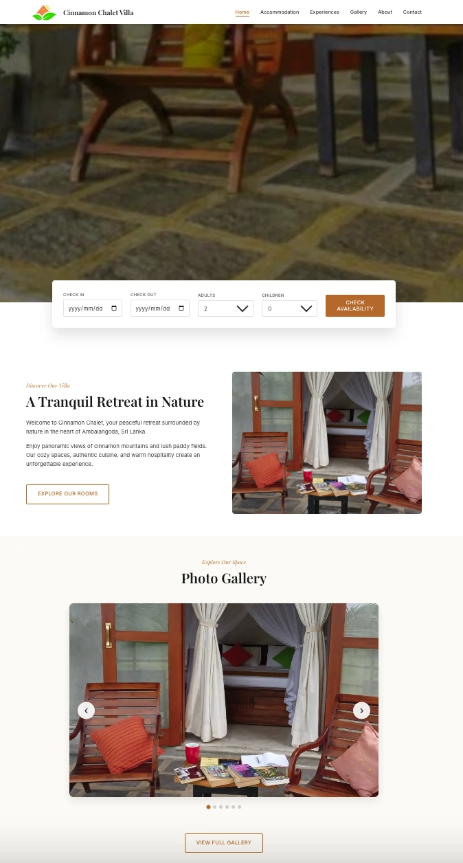 Cinnamon Chalet Villa booking page